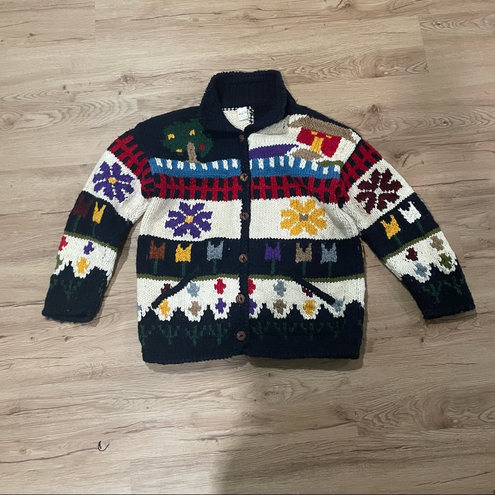 Hand Made 100% Wool Cardigan Vintage